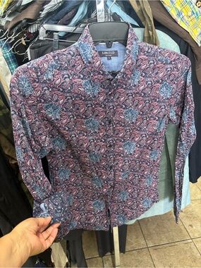 The Limited Men's Paisley Floral Button-Down Shirt - Blue & Maroon